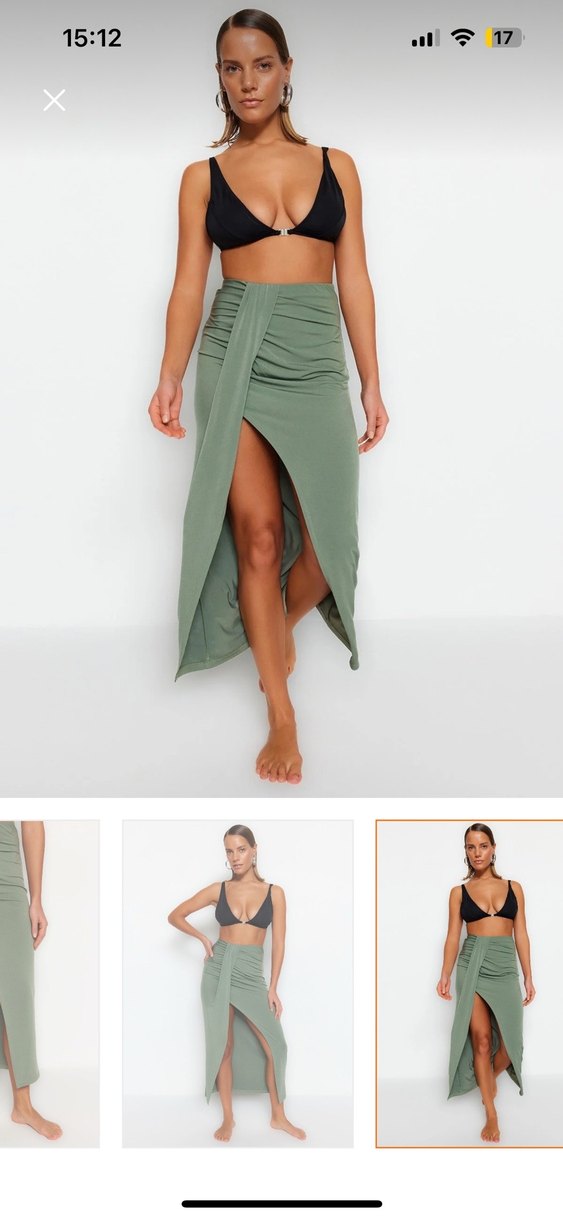 Drapeli Fit Kesim Uzun Haki Etek - Görsel 4