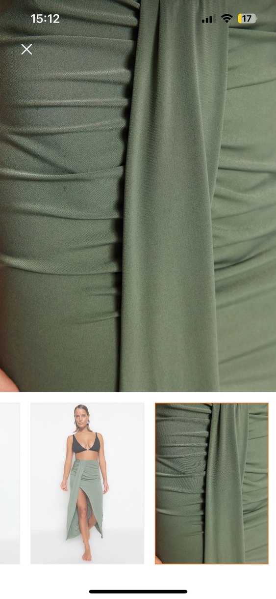 Drapeli Fit Kesim Uzun Haki Etek - Görsel 5