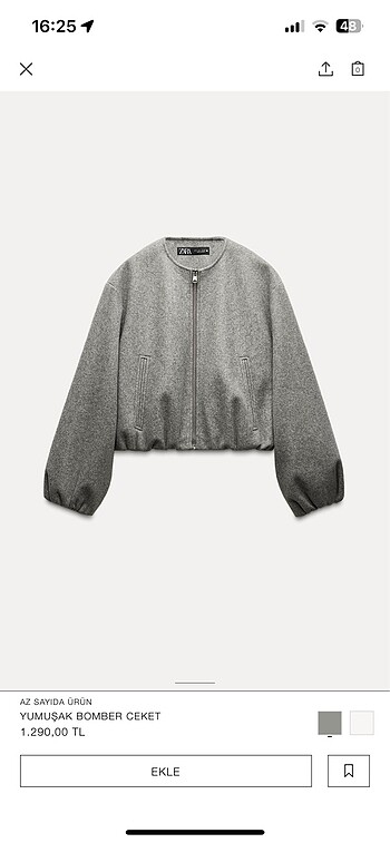 m Beden gri Renk Zara bomber ceket