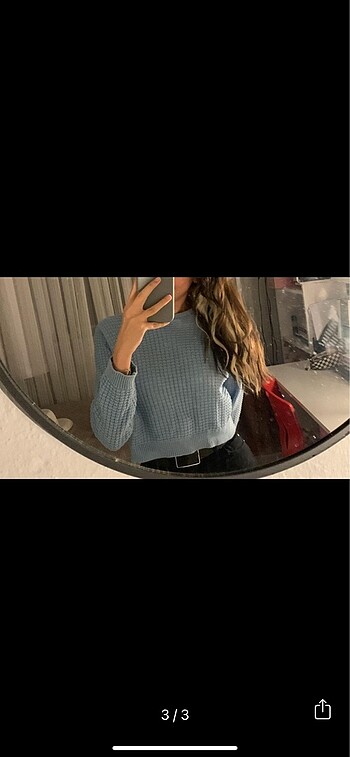 s Beden bebek mavisi crop kazak