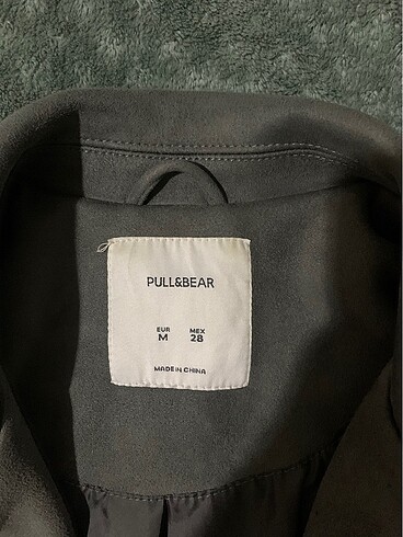 Pull and Bear gri süet pull and bear biker ceket