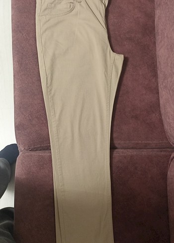 Erkek Bej Süet Dar Kesim Pantolon - Görsel 3