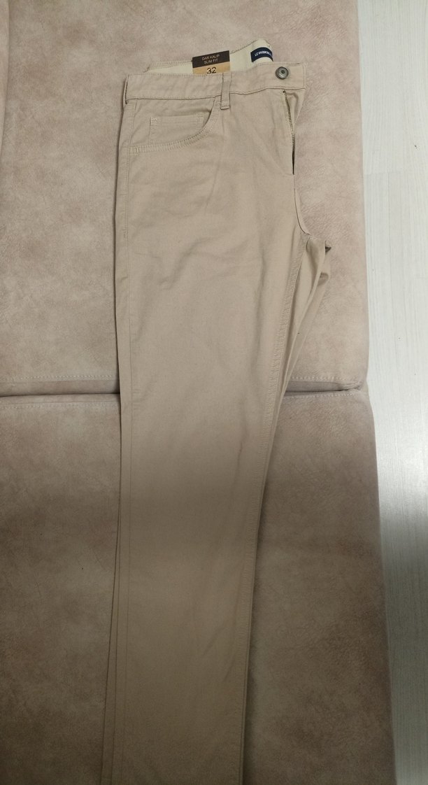 Erkek Bej Süet Dar Kesim Pantolon - Görsel 2