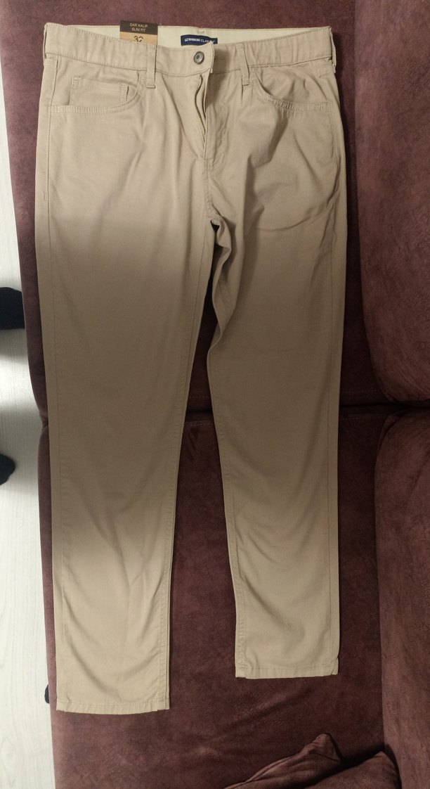 Erkek Bej Süet Dar Kesim Pantolon - Görsel 4