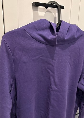 Mor Kadın Sweatshirt Kapüşonlu Rahat Kesim - Görsel 2