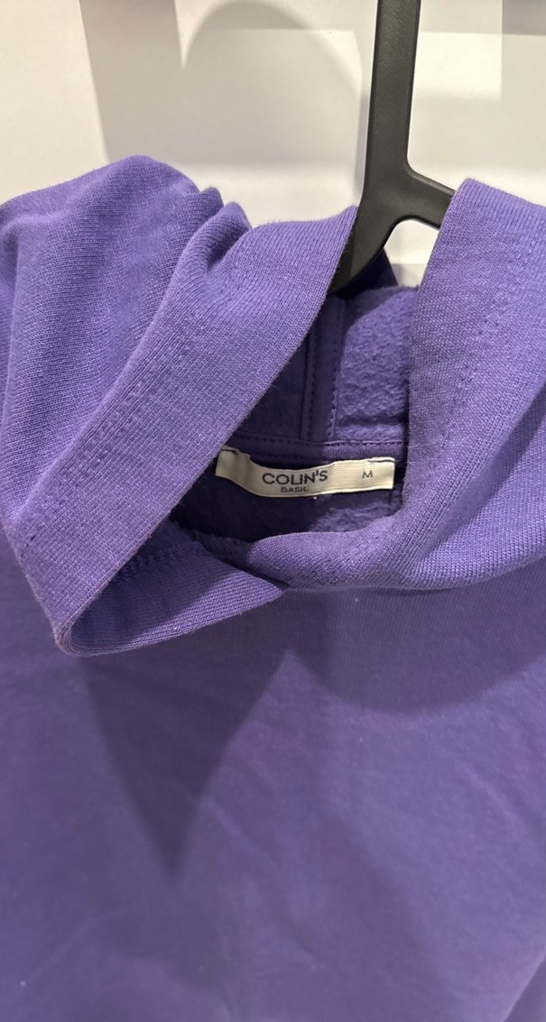 Mor Kadın Sweatshirt Kapüşonlu Rahat Kesim - Görsel 4