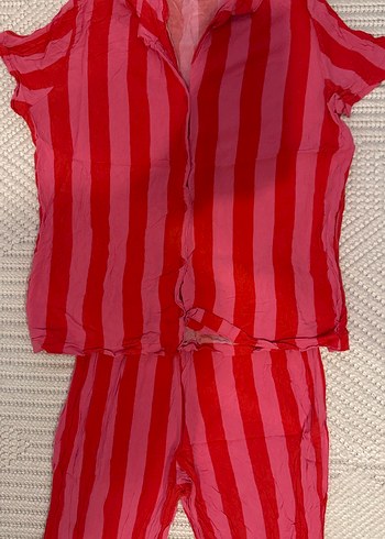 Kırmızı Çizgili Kadın Pijama Takımı - Görsel 5