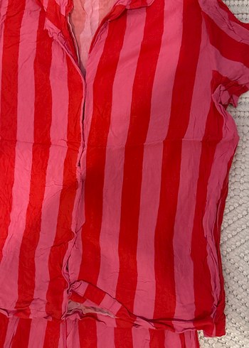 Kırmızı Çizgili Kadın Pijama Takımı - Görsel 4