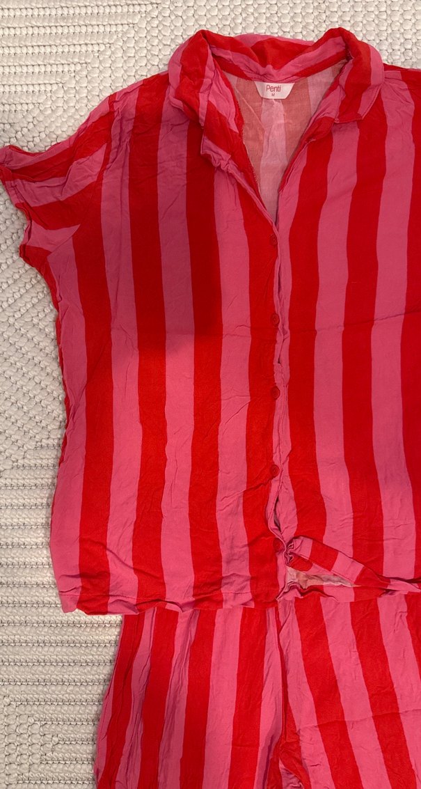 Kırmızı Çizgili Kadın Pijama Takımı - Görsel 3