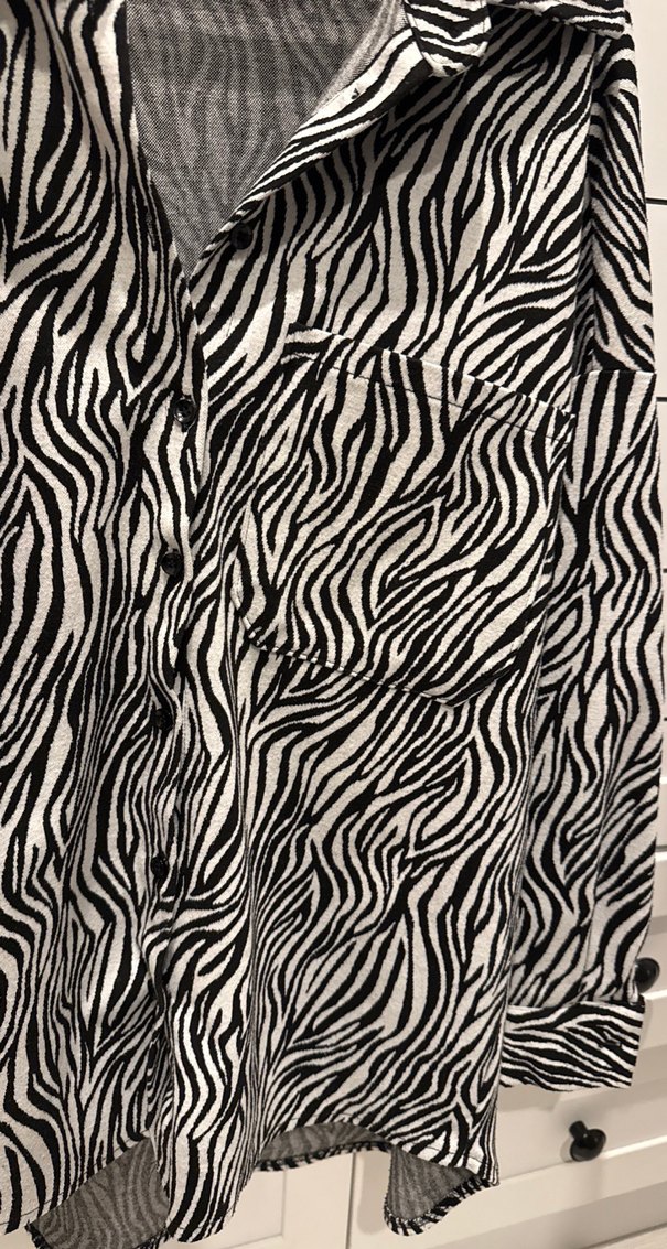 Zebra Desenli Düğmeli Kadın Gömlek Ceket - Görsel 3