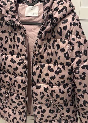 Leopar Desenli Pembe Kadın Mont - Görsel 2