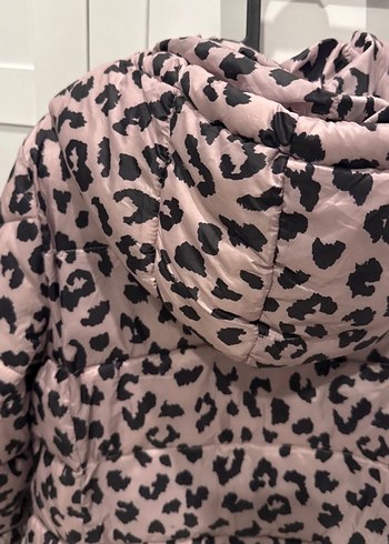 Leopar Desenli Pembe Kadın Mont - Görsel 5