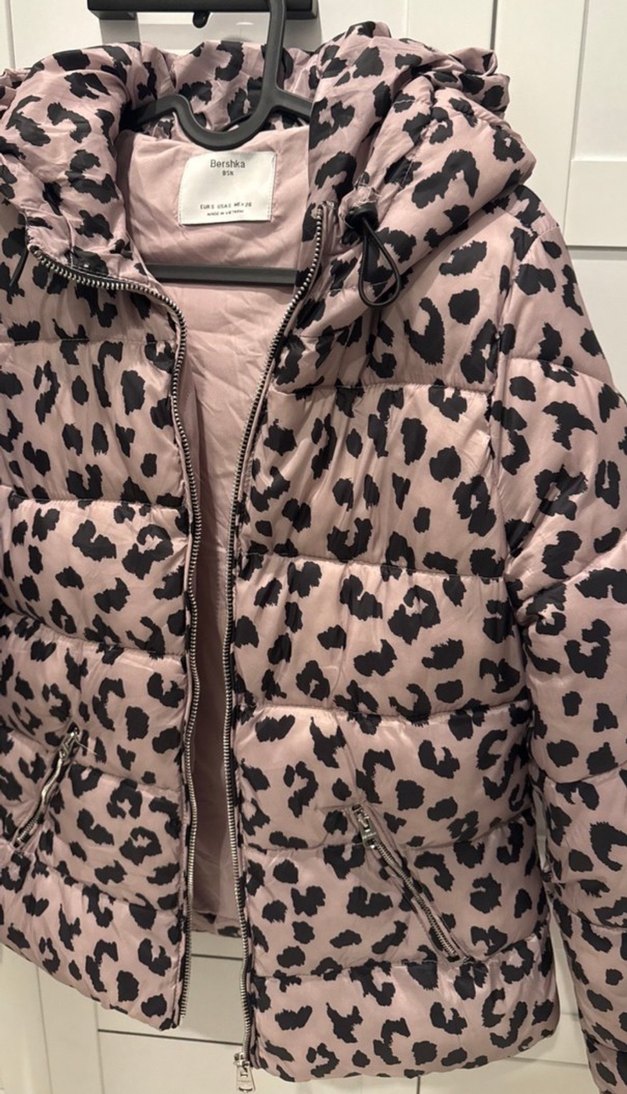 Leopar Desenli Pembe Kadın Mont - Görsel 2