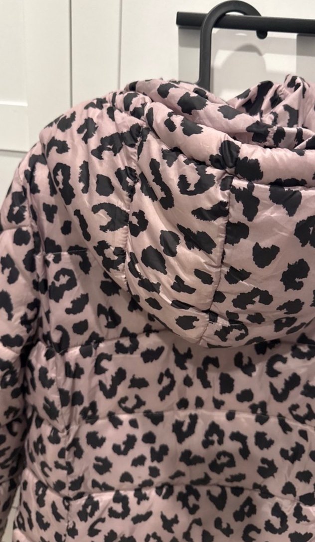 Leopar Desenli Pembe Kadın Mont - Görsel 5