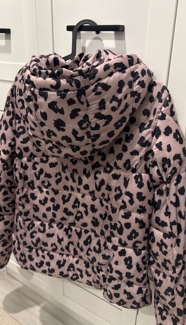 Leopar Desenli Pembe Kadın Mont - Görsel 4