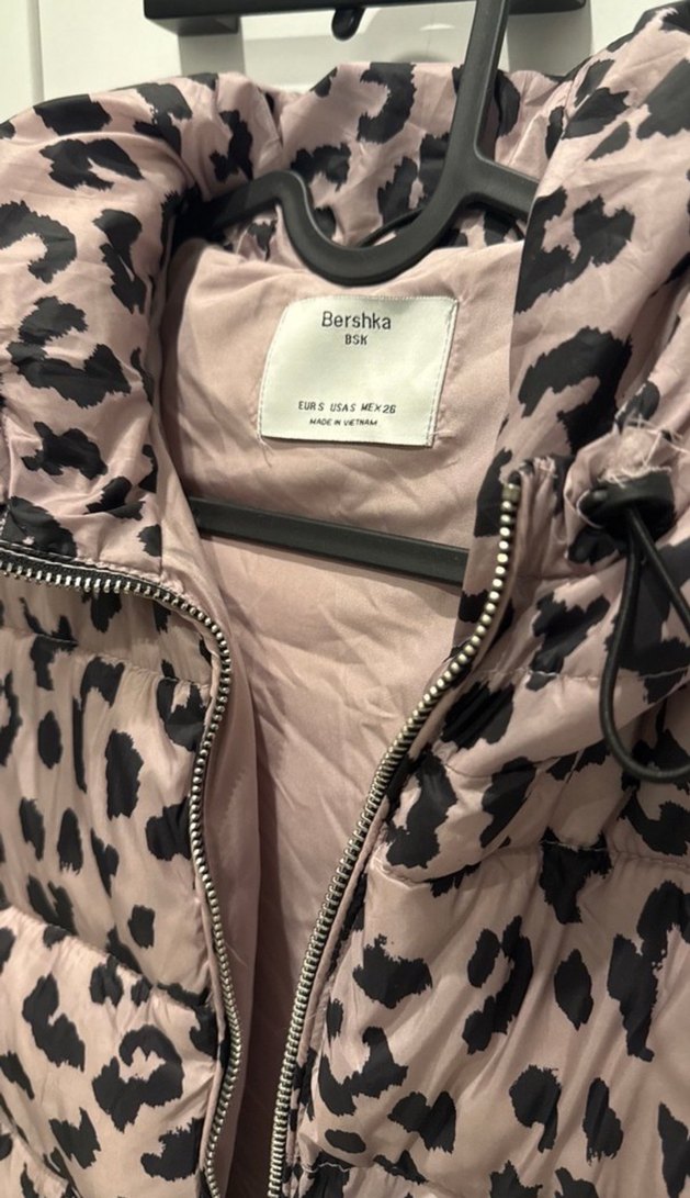 Leopar Desenli Pembe Kadın Mont - Görsel 3