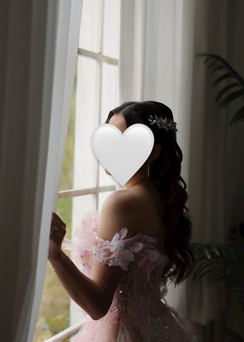 Pudra Pembe Uzun Transparan Straplez Nişan Elbisesi - Görsel 8