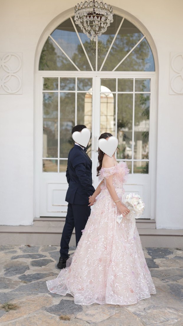 Pudra Pembe Uzun Transparan Straplez Nişan Elbisesi - Görsel 3