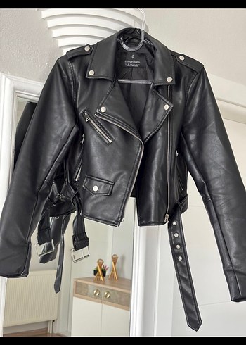 STRADİVARİUS Siyah Kadın Deri Biker Ceket - Görsel 5