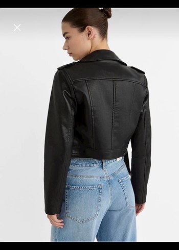 STRADİVARİUS Siyah Kadın Deri Biker Ceket - Görsel 3