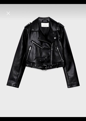 STRADİVARİUS Siyah Kadın Deri Biker Ceket - Görsel 4