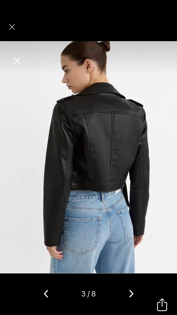 STRADİVARİUS Siyah Kadın Deri Biker Ceket - Görsel 3