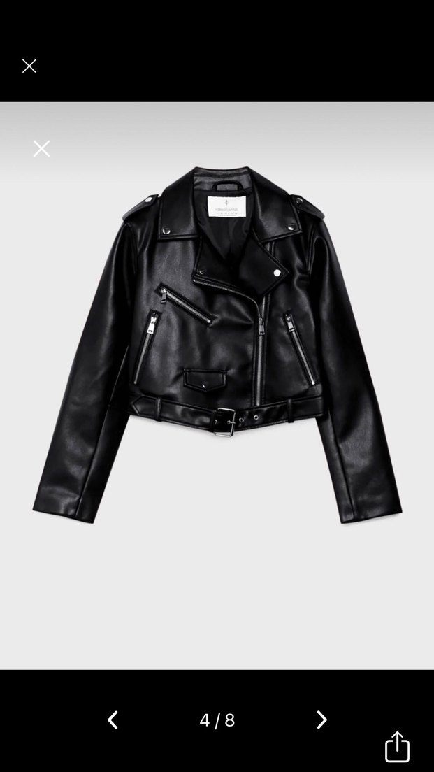 STRADİVARİUS Siyah Kadın Deri Biker Ceket - Görsel 4