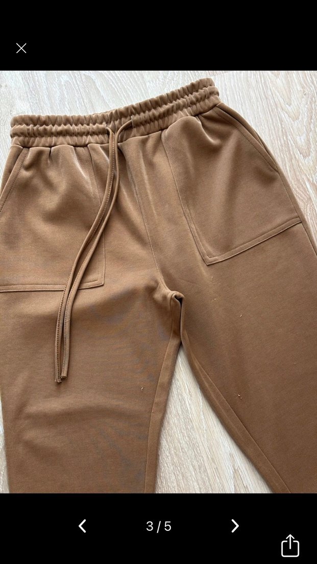 Bej Kadın Jogger Pantolon Rahat Kesim - Görsel 3