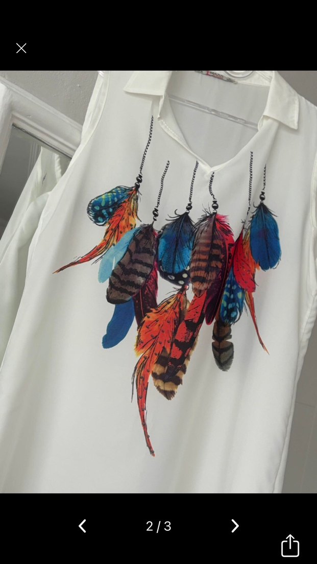 Tüy, Baskılı Kolsuz Mini Bluz - Görsel 2