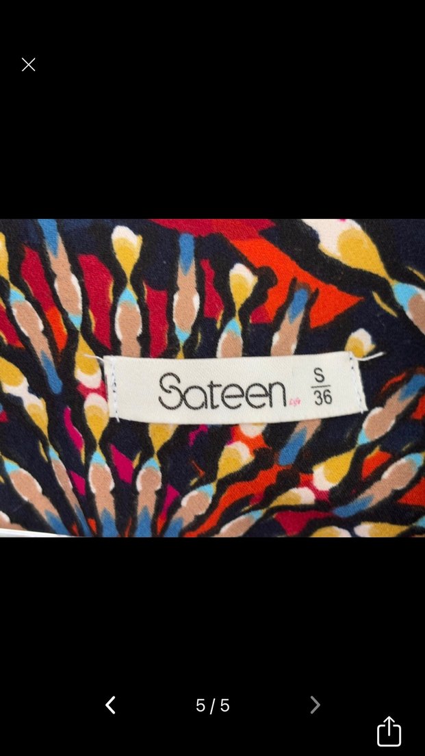 Sateen Uzun Kol Çok Renkli Batik Kimono - Görsel 5