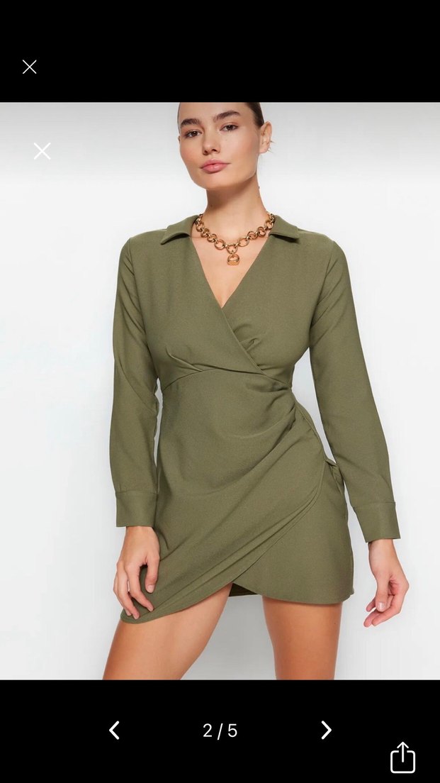 Haki Mini Elbise - Görsel 2