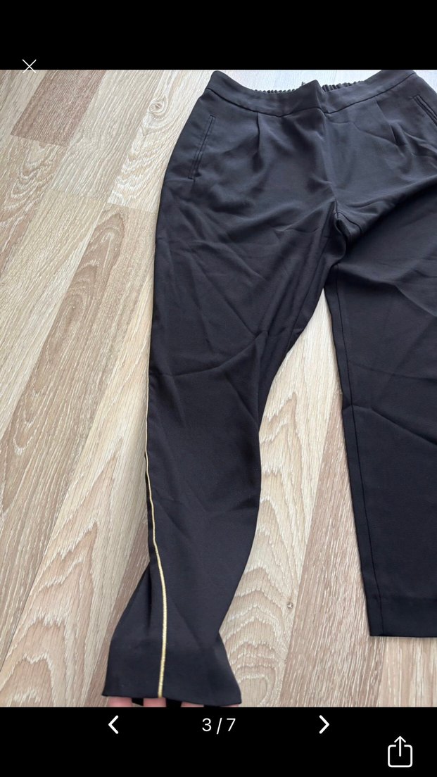 Zara Kadın Siyah Rahat Kesim Kumaş Pantolon - Görsel 3