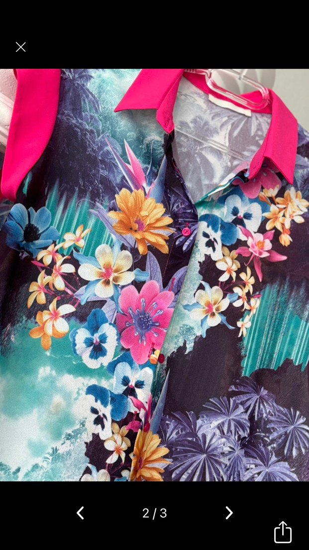 Çiçek Desenli Kısa Kollu Mor Bluz - Görsel 2