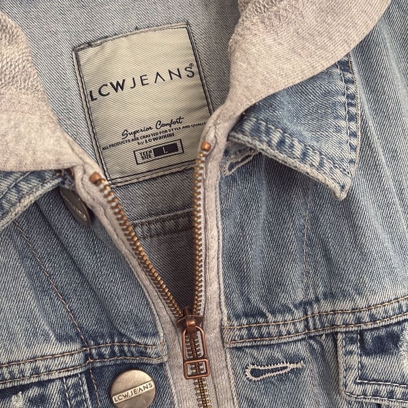 Gri Kapüşonlu Salaş Denim Ceket - Görsel 2