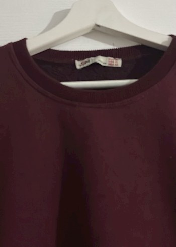 Bordo Kadın Sweatshirt, Bisiklet Yaka, Rahat Kesim - Görsel 2