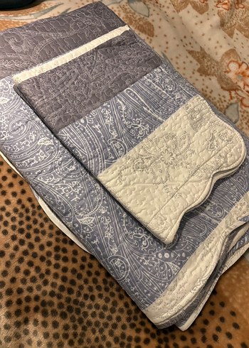 Gri Çizgili Yatak Örtüsü ve Yastık Kılıfları - Görsel 3