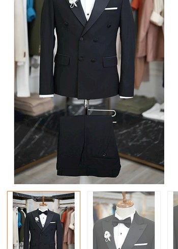 l/xl Beden siyah Renk Klasik Siyah Düğmeli Damat Takımı