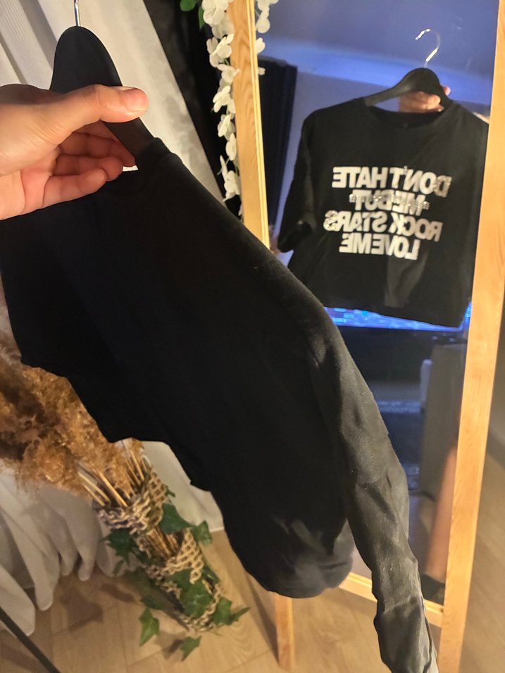 KPayetli Siyah Rock Punk Tişört - Görsel 4