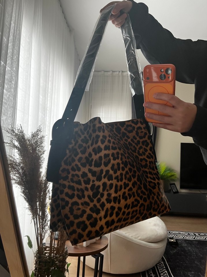 Siyah Deri Tokalı Kadın Kemer çanta - Görsel 3