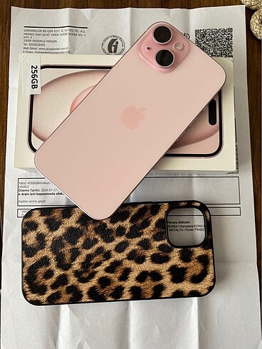 Apple iPhone 15 pembe TR 256 gb