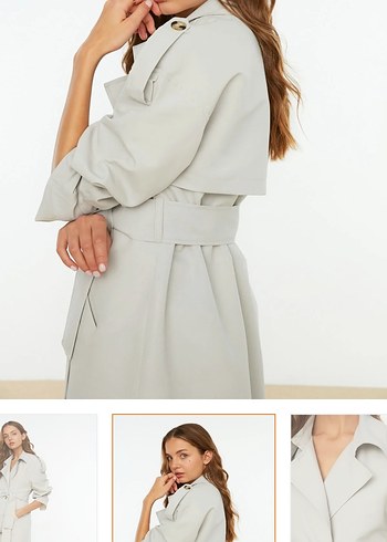 Bej Midi Kadın Trençkot, Kemerli, Regular Fit
