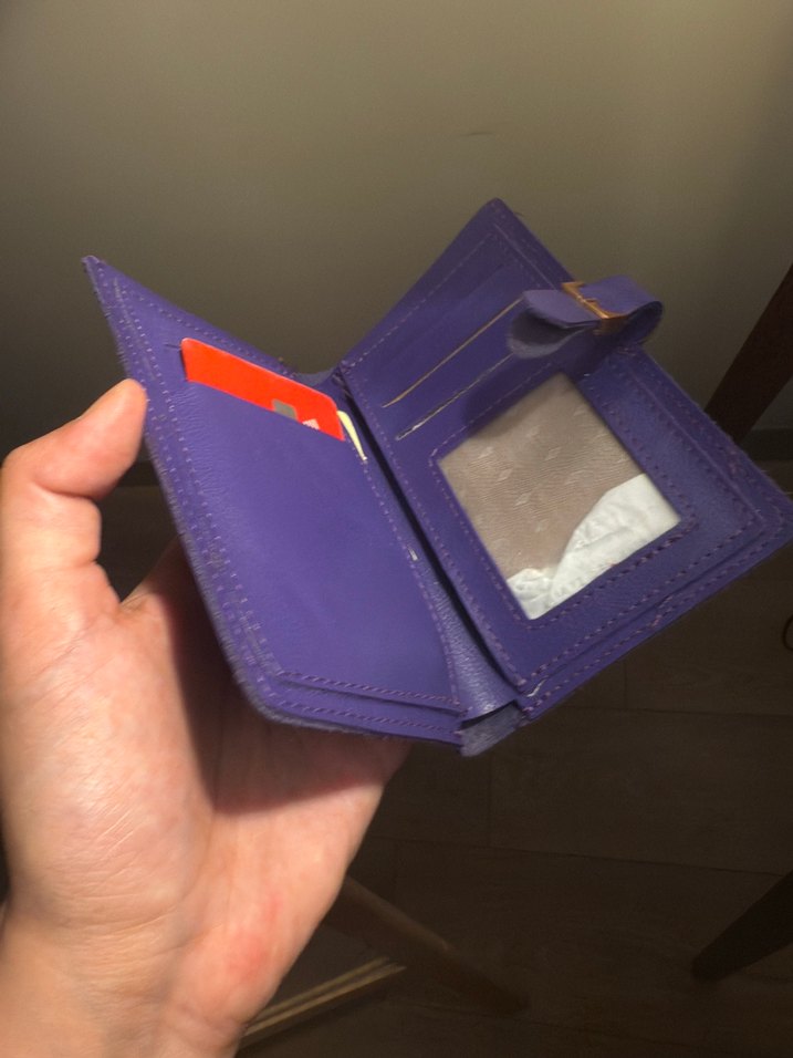 Mor Deri Kadın Cüzdanı Fermuarlı - Görsel 2