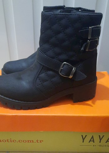 Siyah  Tokalı Kadın Biker Bot - Görsel 3