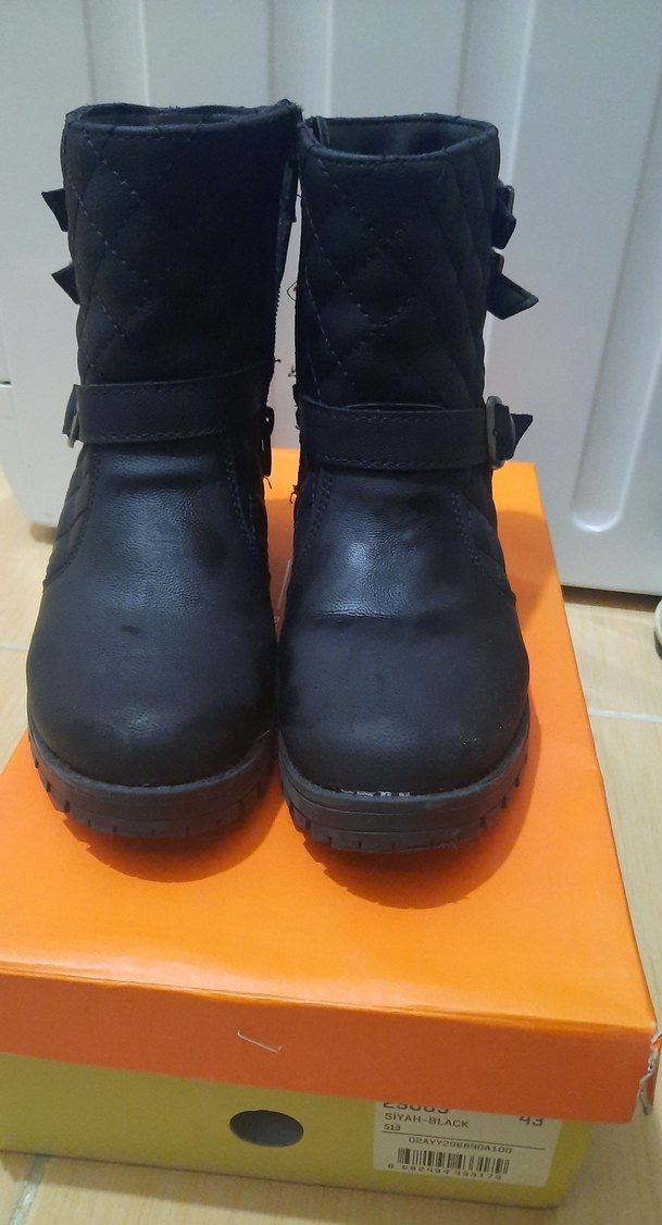 Siyah  Tokalı Kadın Biker Bot - Görsel 2