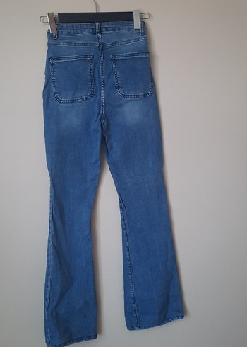 36 Beden mavi Renk Düğmeli Mavi Midi Denim Kadın Kot Pantolon