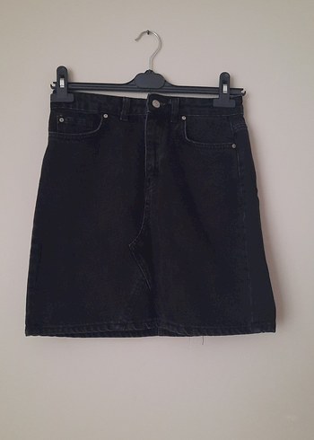 Siyah Loose Fit Midi Denim Etek - Görsel 2