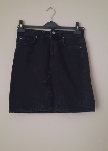 Siyah Loose Fit Midi Denim Etek - Görsel 3