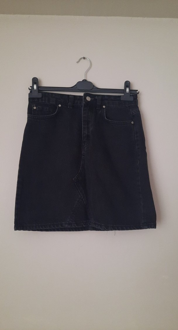 Siyah Loose Fit Midi Denim Etek - Görsel 2