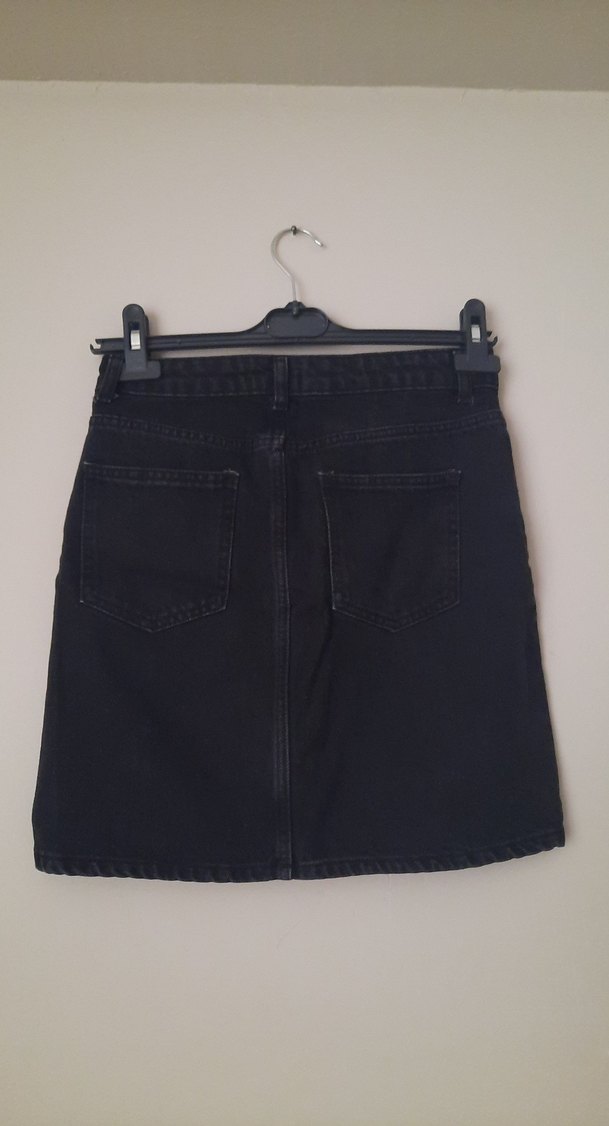 Siyah Loose Fit Midi Denim Etek - Görsel 5