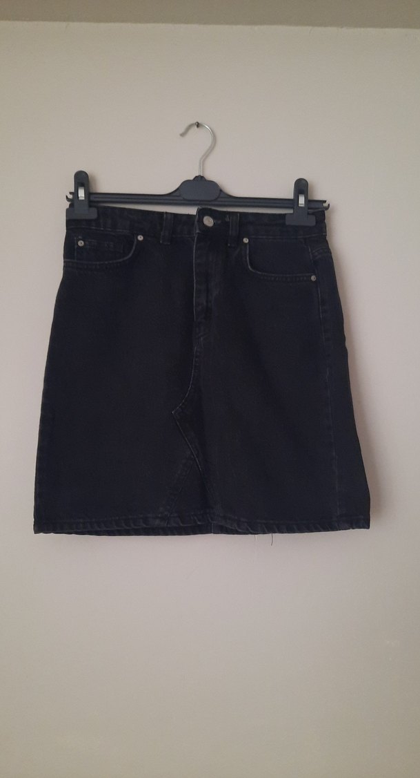 Siyah Loose Fit Midi Denim Etek - Görsel 3